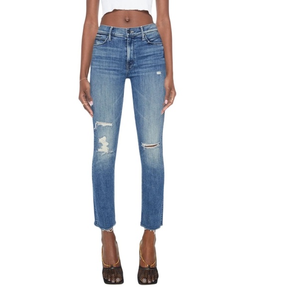 MOTHER The Mid Rise Dazzler Ankle Fray Weekend Warrior Distressed Blue Size 28 - Picture 1 of 14